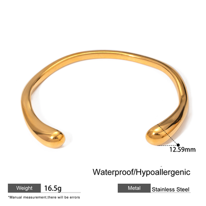 Geometric Bangle For Women Featuring Electroplated 304 Stainless Steel With 18K Real Gold Plated PVD Coated Finish