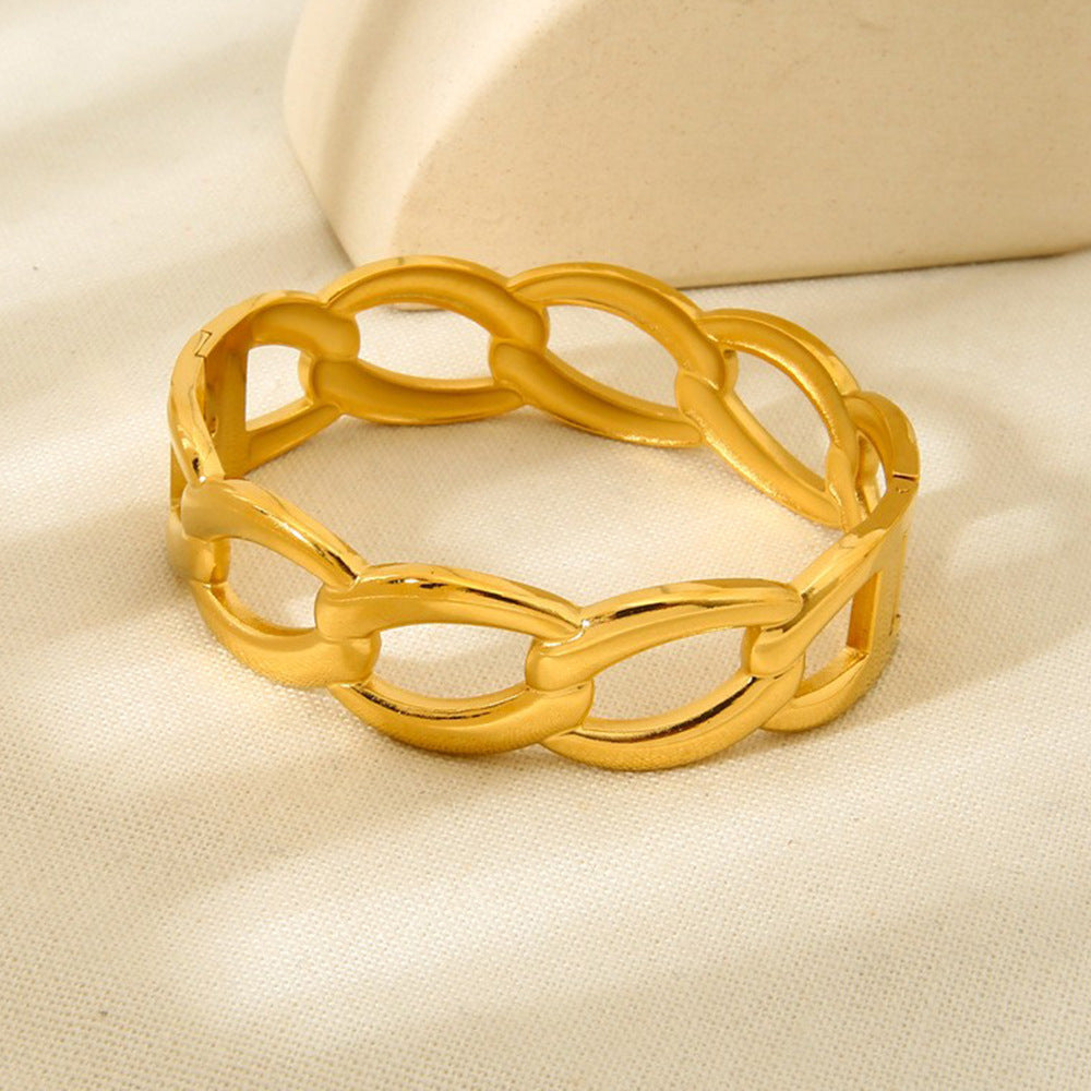 Geometric Bangle For Women Featuring Waterproof Non Tarnish Craft With 18K Real Gold Plated Electroplated Finish