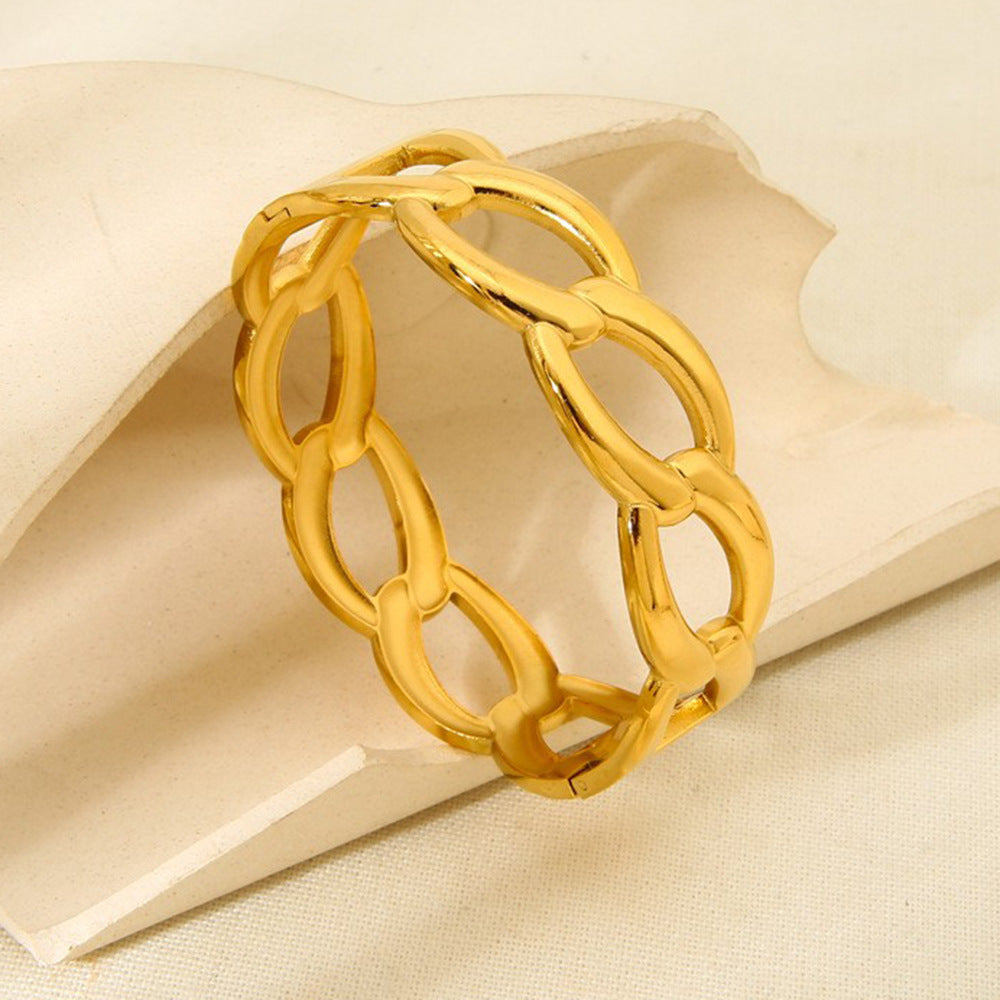 Geometric Bangle For Women Featuring Waterproof Non Tarnish Craft With 18K Real Gold Plated Electroplated Finish