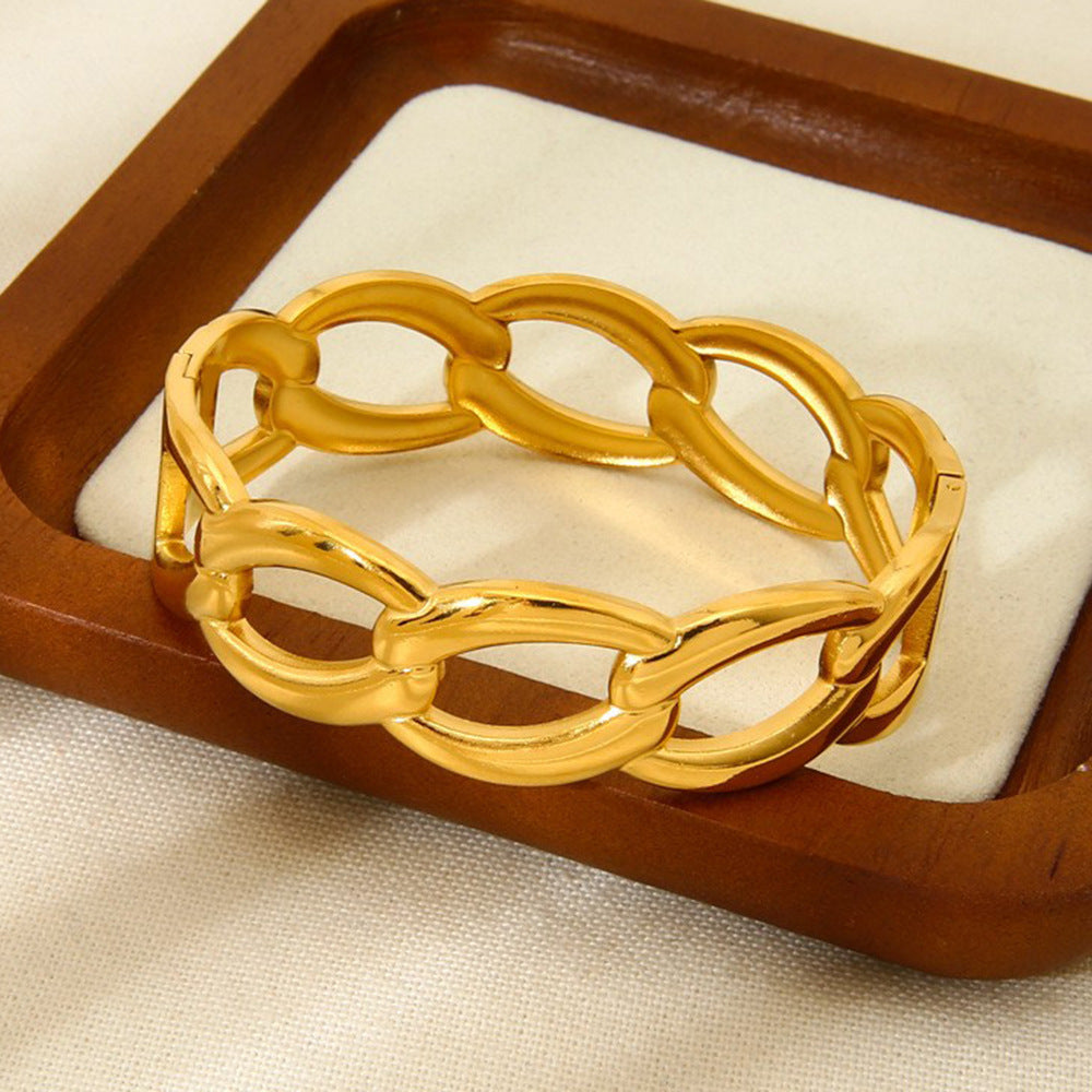 Geometric Bangle For Women Featuring Waterproof Non Tarnish Craft With 18K Real Gold Plated Electroplated Finish