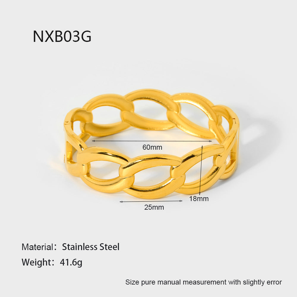 Geometric Bangle For Women Featuring Waterproof Non Tarnish Craft With 18K Real Gold Plated Electroplated Finish