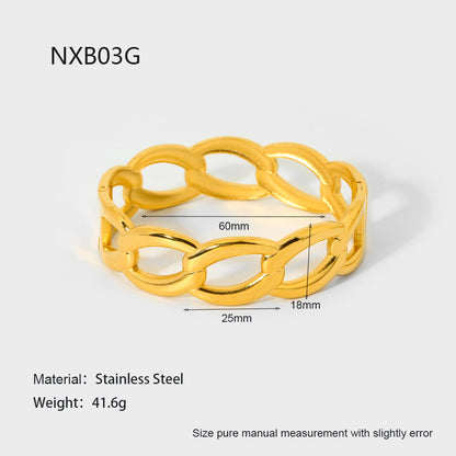Geometric Bangle For Women Featuring Waterproof Non Tarnish Craft With 18K Real Gold Plated Electroplated Finish