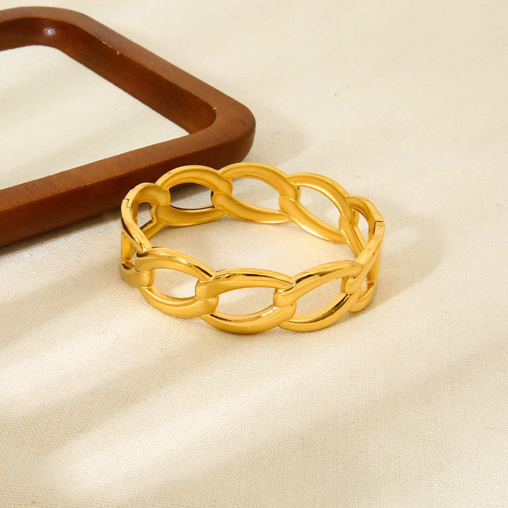 Geometric Bangle For Women Featuring Waterproof Non Tarnish Craft With 18K Real Gold Plated Electroplated Finish