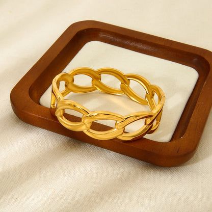 Geometric Bangle For Women Featuring Waterproof Non Tarnish Craft With 18K Real Gold Plated Electroplated Finish