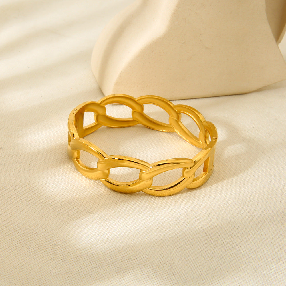 Geometric Bangle For Women Featuring Waterproof Non Tarnish Craft With 18K Real Gold Plated Electroplated Finish