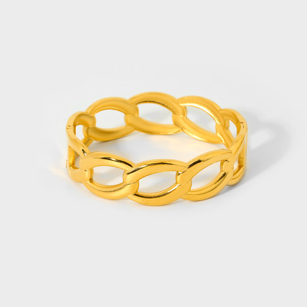 Geometric Bangle For Women Featuring Waterproof Non Tarnish Craft With 18K Real Gold Plated Electroplated Finish