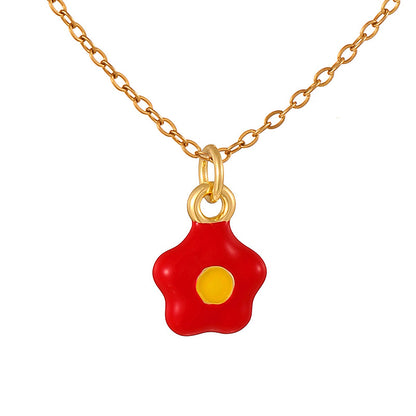 Bohemian Heart Shape Pendant Necklace For Women In Titanium Steel With Enamel Craft
