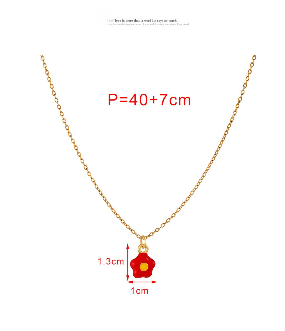 Bohemian Heart Shape Pendant Necklace For Women In Titanium Steel With Enamel Craft