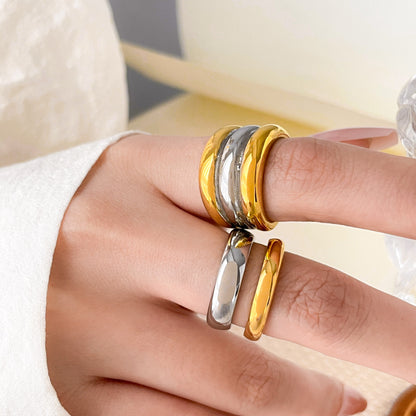 Electroplated Human Face Ring For Women In 304 Stainless Steel With 18K Real Gold Plated PVD Coated Finish