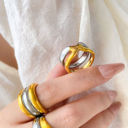 Electroplated Human Face Ring For Women In 304 Stainless Steel With 18K Real Gold Plated PVD Coated Finish