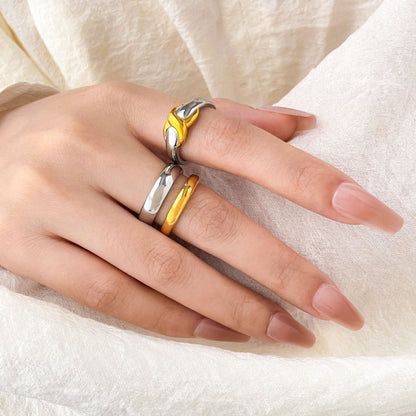 Electroplated Human Face Ring For Women In 304 Stainless Steel With 18K Real Gold Plated PVD Coated Finish