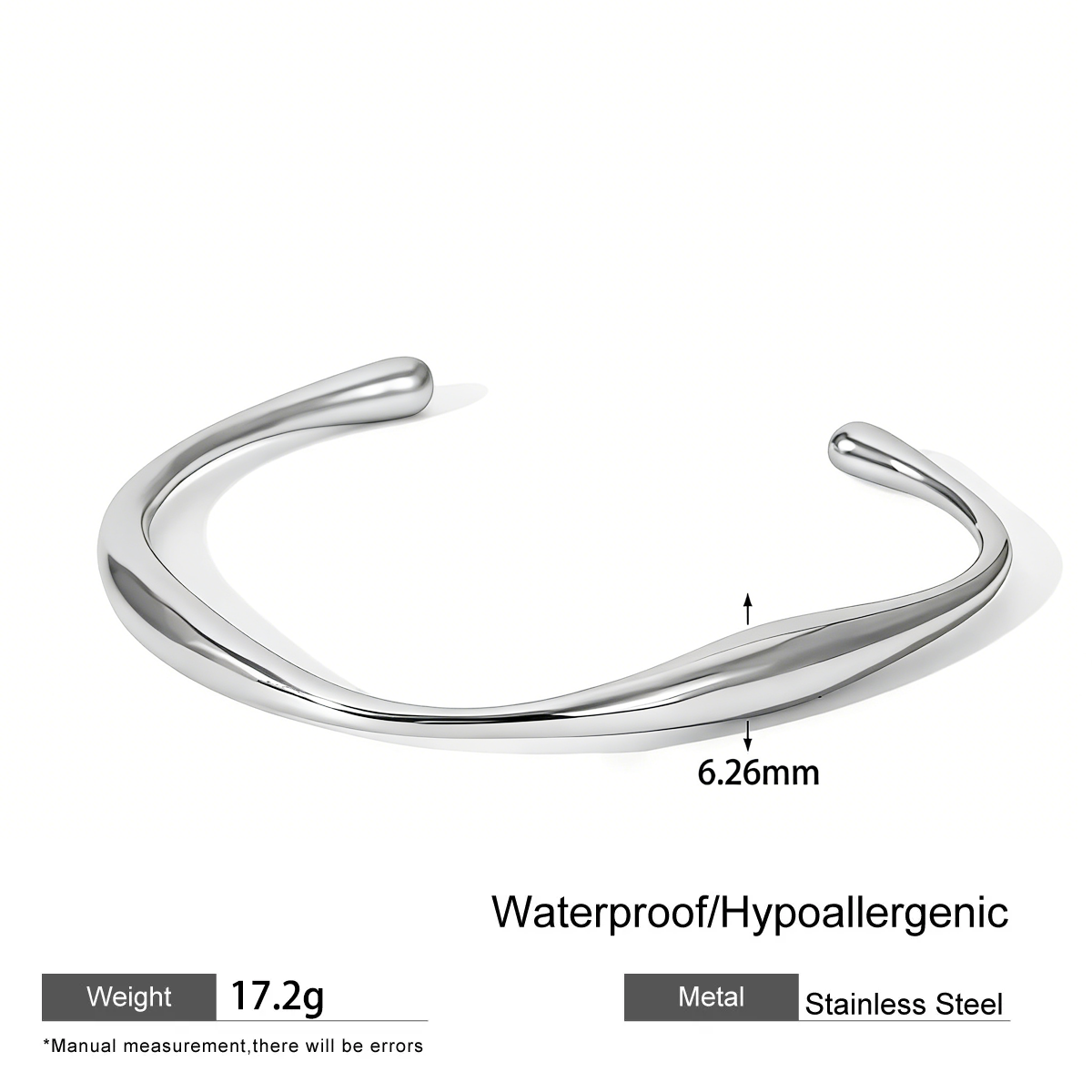 For Women Irregular Electroplated Bangle Made Of 304 Stainless Steel With 18K Real Gold Plated PVD Coated Finish