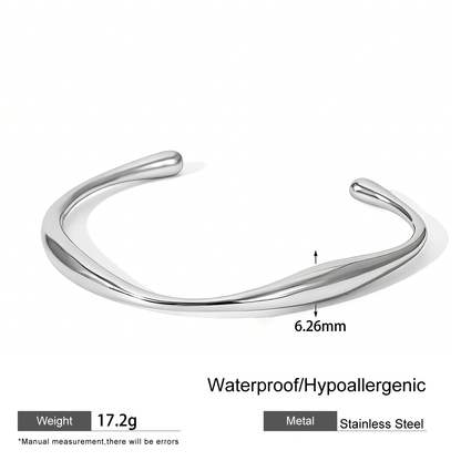 For Women Irregular Electroplated Bangle Made Of 304 Stainless Steel With 18K Real Gold Plated PVD Coated Finish