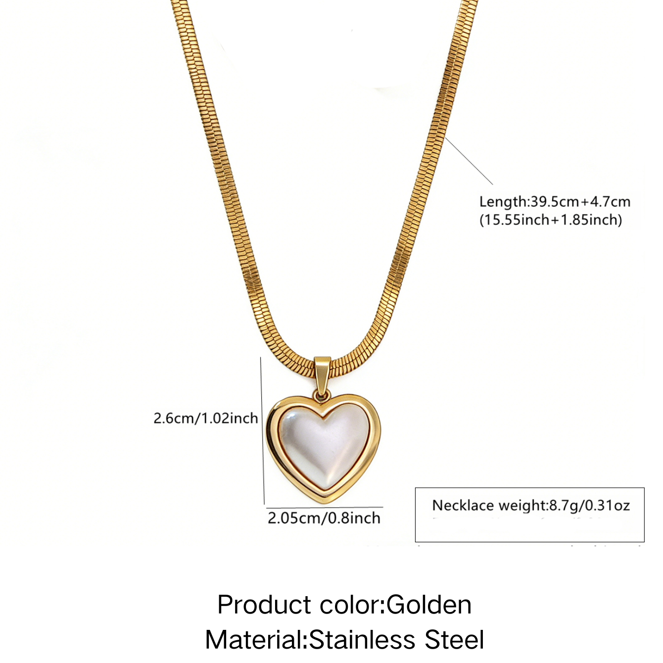 Sweet Heart Shape Jewelry Set For Women Featuring 304 Stainless Steel With Golden Plated Finish And Snake Chain
