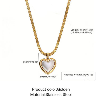 Sweet Heart Shape Jewelry Set For Women Featuring 304 Stainless Steel With Golden Plated Finish And Snake Chain