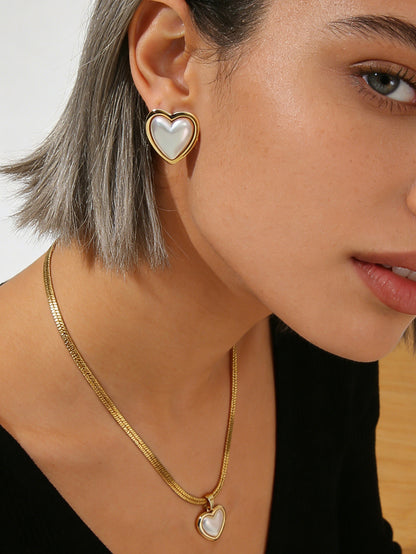 Sweet Heart Shape Jewelry Set For Women Featuring 304 Stainless Steel With Golden Plated Finish And Snake Chain