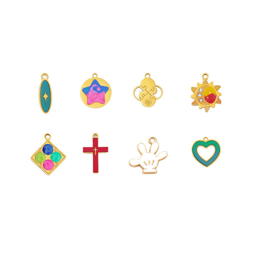 Multicolor Cartoon Style Cross Pendant Jewelry Accessory Featuring Enamel Craft