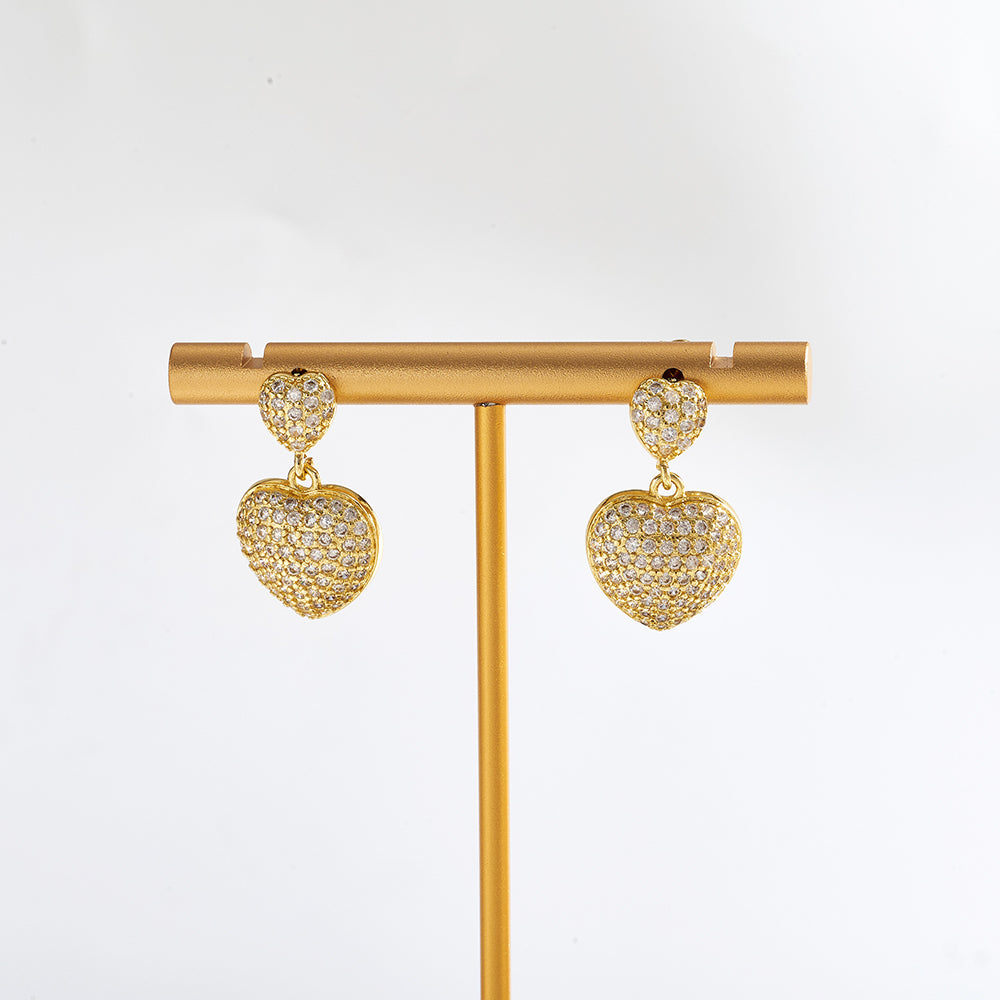 Water Droplets Stud Earrings For Valentine's Day, Casual Style Copper Earrings With 18K Gold Plating And Acrylic Pearl Inlay