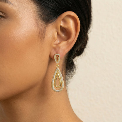 Water Droplets Stud Earrings For Valentine's Day, Casual Style Copper Earrings With 18K Gold Plating And Acrylic Pearl Inlay