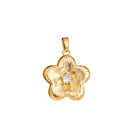 Copper Flowers Pendant With 18K Real Gold Plated Electroplated Finish, Golden Love Charms Jewelry Accessories