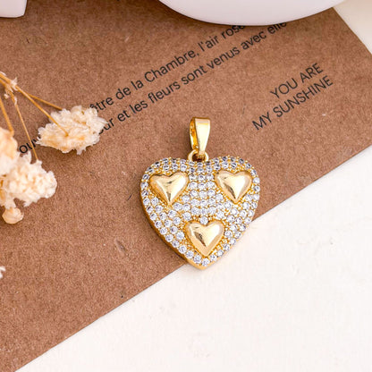 Copper Flowers Pendant With 18K Real Gold Plated Electroplated Finish, Golden Love Charms Jewelry Accessories