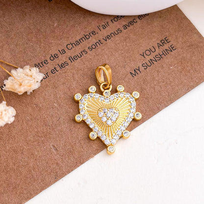 Copper Flowers Pendant With 18K Real Gold Plated Electroplated Finish, Golden Love Charms Jewelry Accessories