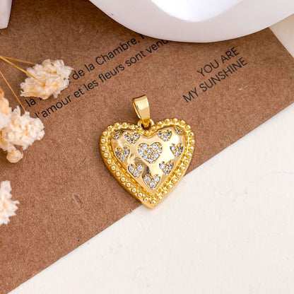 Copper Flowers Pendant With 18K Real Gold Plated Electroplated Finish, Golden Love Charms Jewelry Accessories