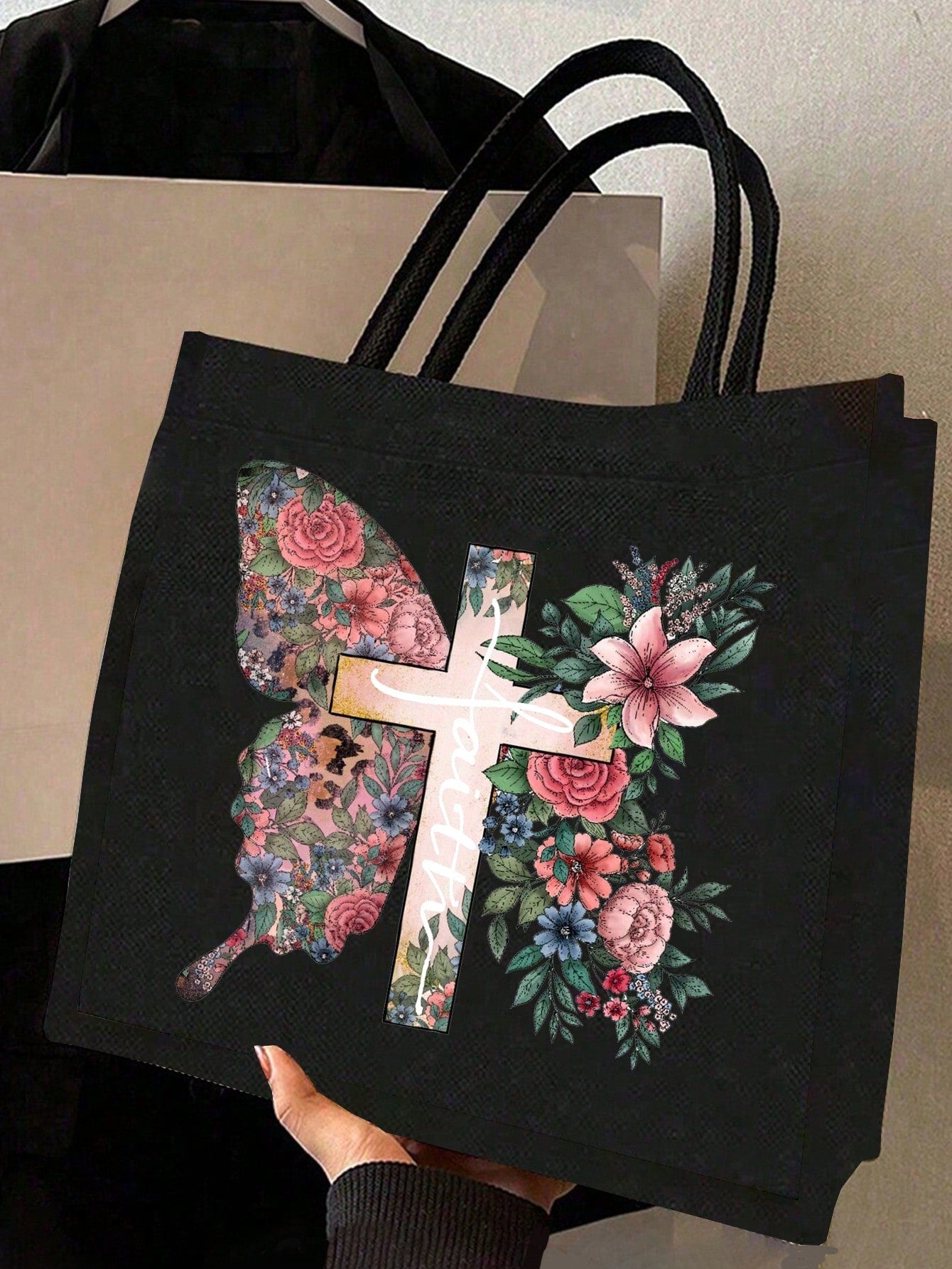 Women’s Square Polyester Cross Cosmetic Bag With Top Handle, Suitable For All Seasons