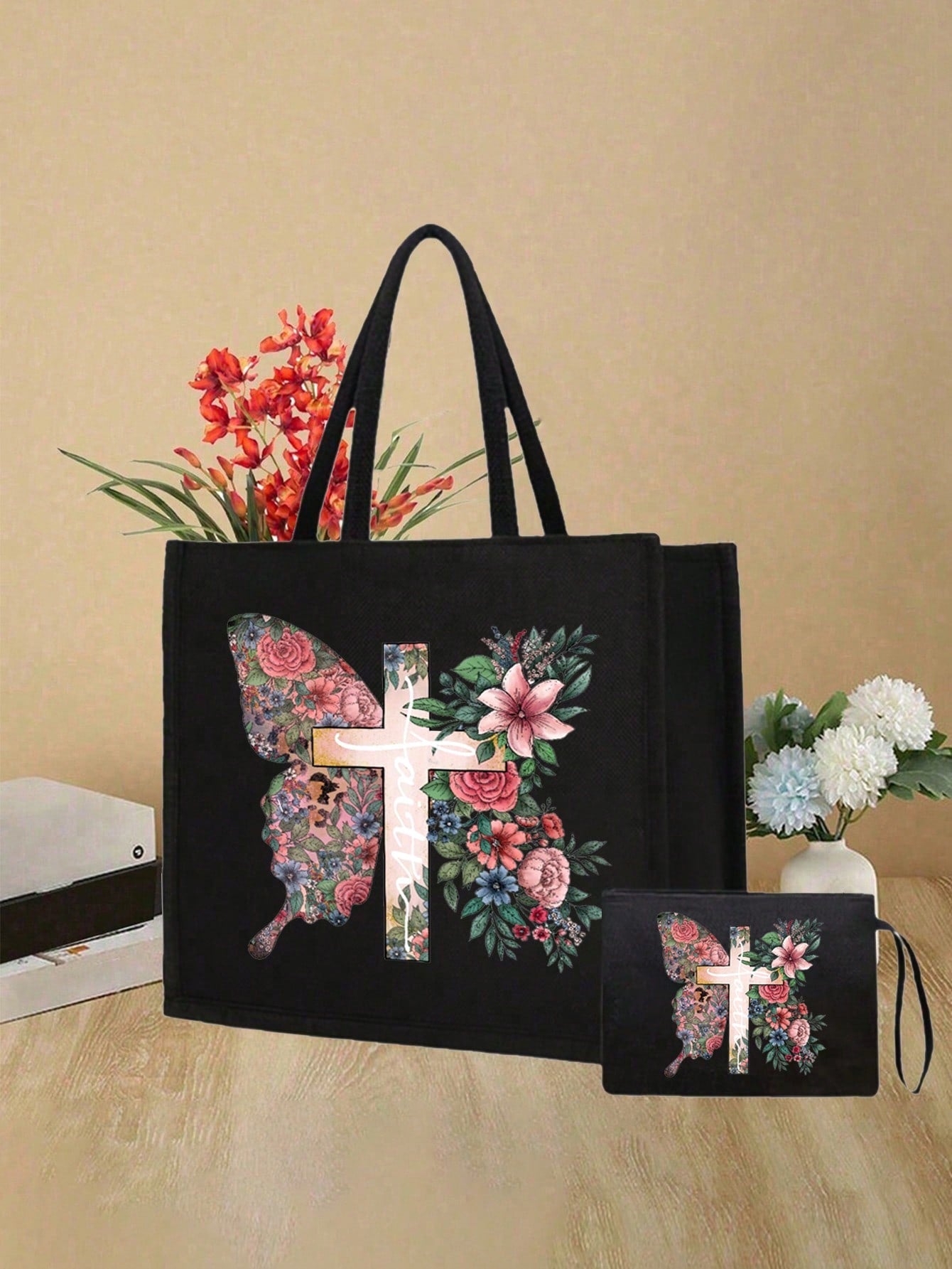 Women’s Square Polyester Cross Cosmetic Bag With Top Handle, Suitable For All Seasons