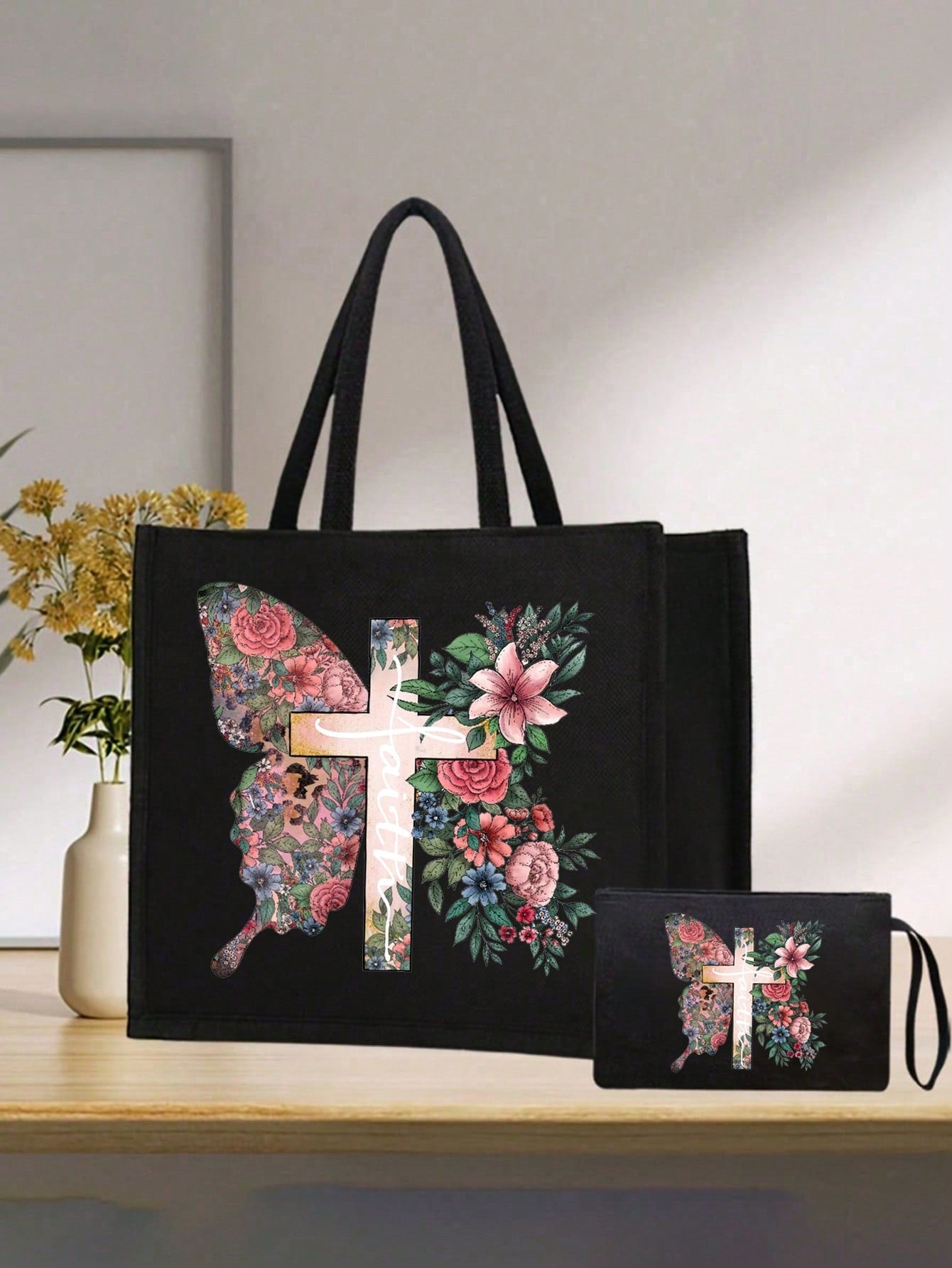 Women’s Square Polyester Cross Cosmetic Bag With Top Handle, Suitable For All Seasons