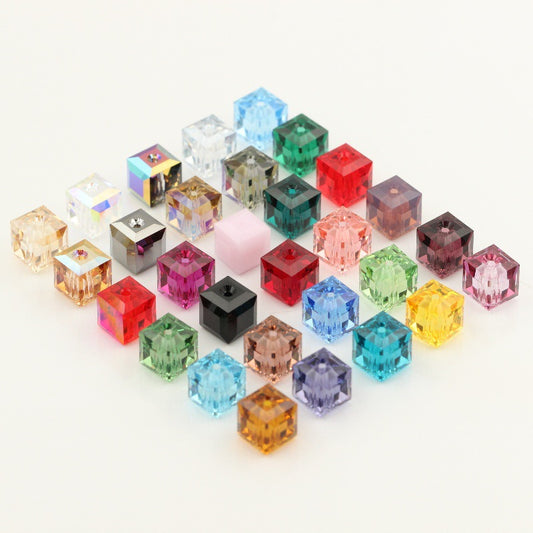 Multicolor Quadrilateral Austrian Crystal Beads For Jewelry Accessories, Diameter 8mm, Commute Style