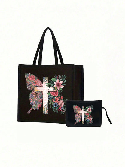 Women’s Square Polyester Cross Cosmetic Bag With Top Handle, Suitable For All Seasons