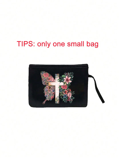 Women’s Square Polyester Cross Cosmetic Bag With Top Handle, Suitable For All Seasons