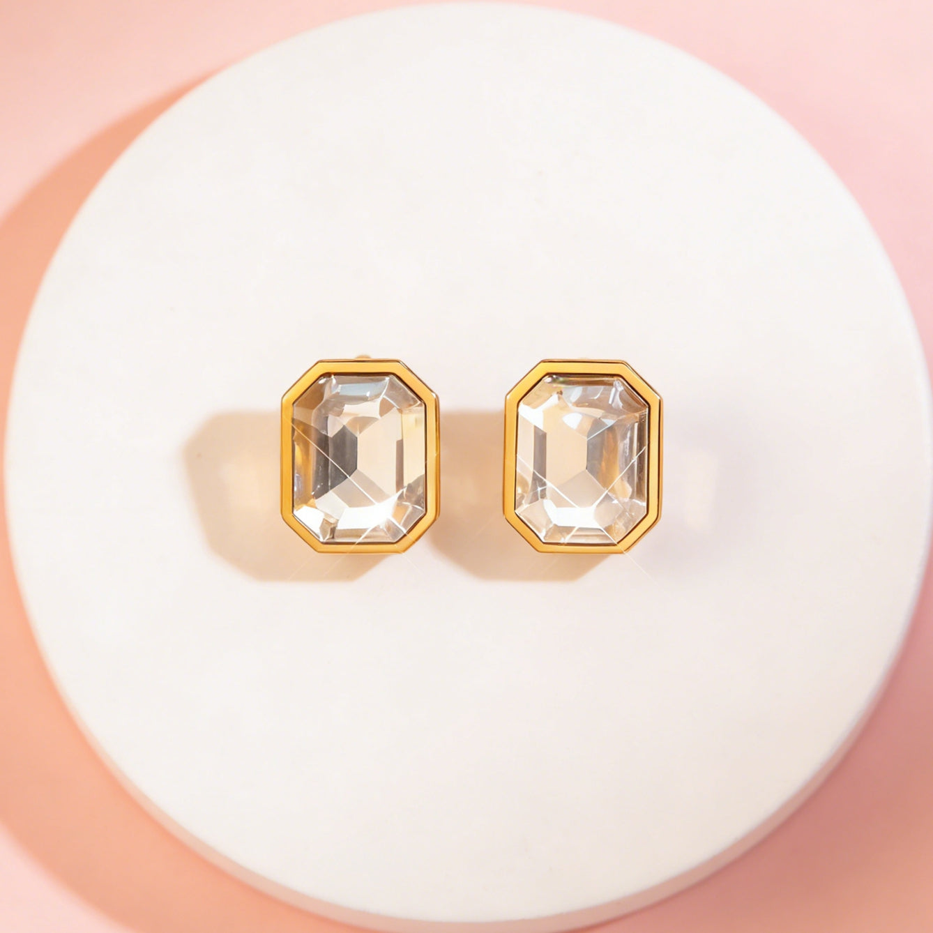 Geometric Three-dimensional Earrings For Women Made Of 304 Stainless Steel With 18K Real Gold Plating