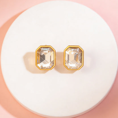 Geometric Three-dimensional Earrings For Women Made Of 304 Stainless Steel With 18K Real Gold Plating