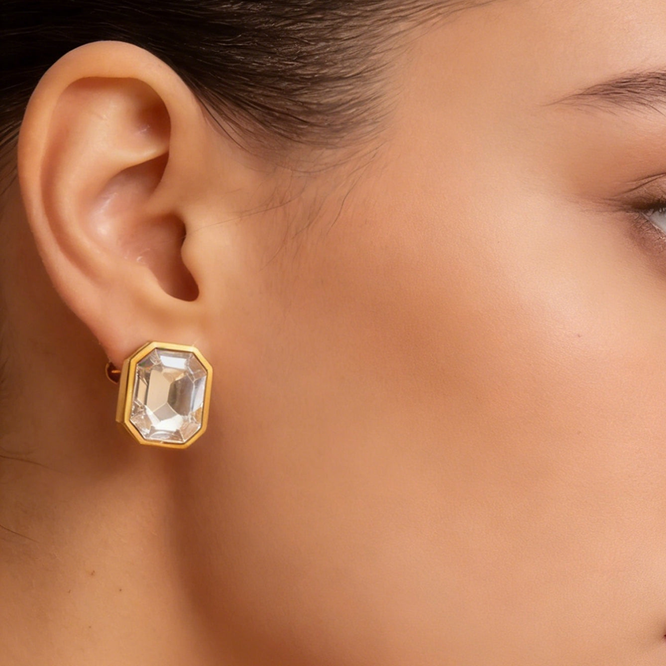 Geometric Three-dimensional Earrings For Women Made Of 304 Stainless Steel With 18K Real Gold Plating