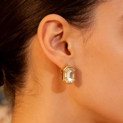 Geometric Three-dimensional Earrings For Women Made Of 304 Stainless Steel With 18K Real Gold Plating