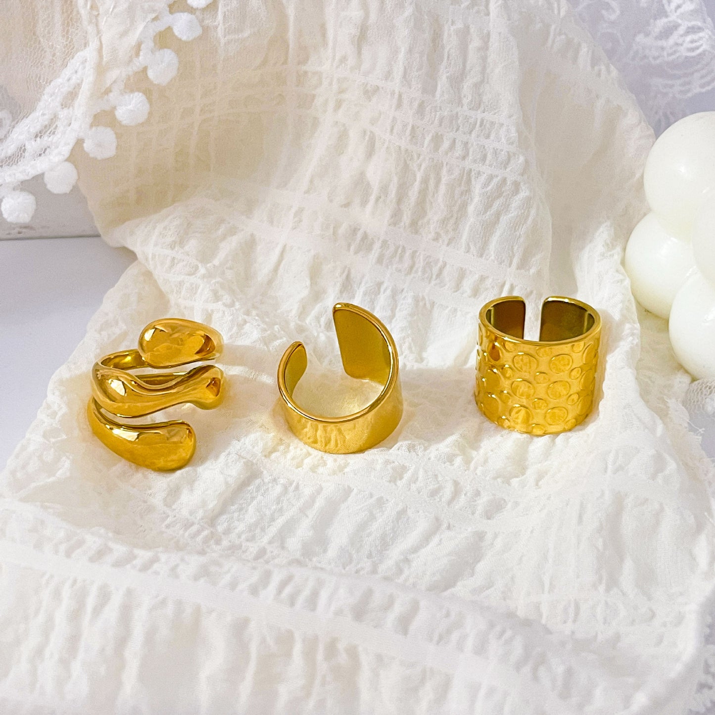 For Women Irregular Rings Crafted From 304 Stainless Steel With Electroplated 18K Real Gold Plated And PVD Coated Finish