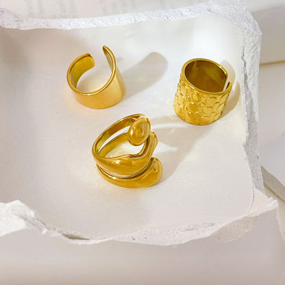 For Women Irregular Rings Crafted From 304 Stainless Steel With Electroplated 18K Real Gold Plated And PVD Coated Finish