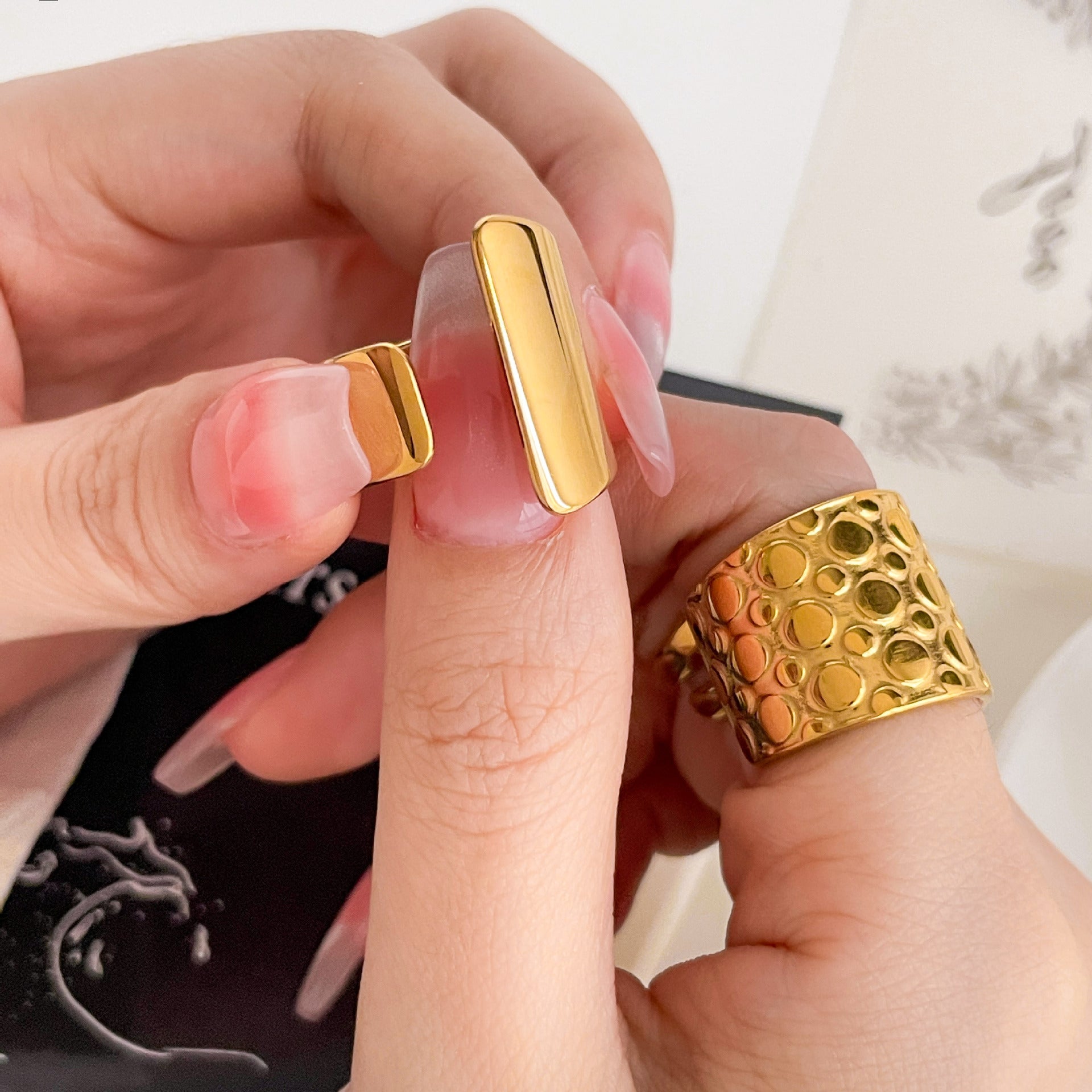 For Women Irregular Rings Crafted From 304 Stainless Steel With Electroplated 18K Real Gold Plated And PVD Coated Finish