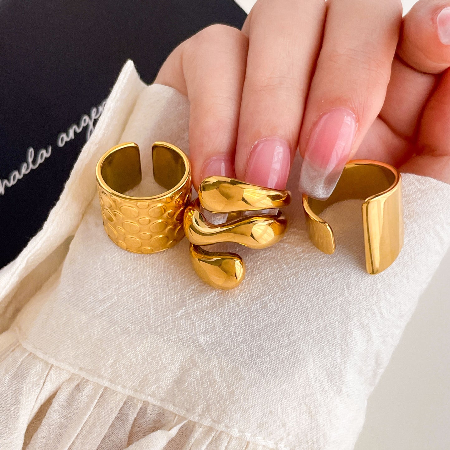 For Women Irregular Rings Crafted From 304 Stainless Steel With Electroplated 18K Real Gold Plated And PVD Coated Finish
