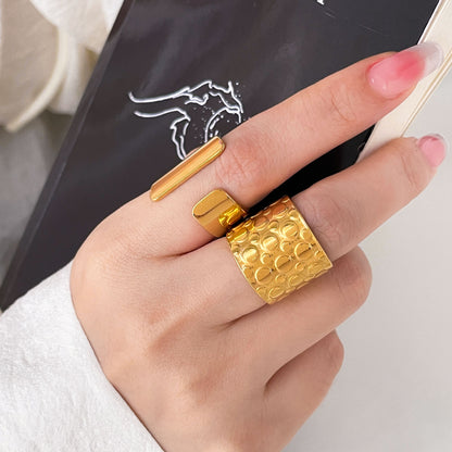 For Women Irregular Rings Crafted From 304 Stainless Steel With Electroplated 18K Real Gold Plated And PVD Coated Finish