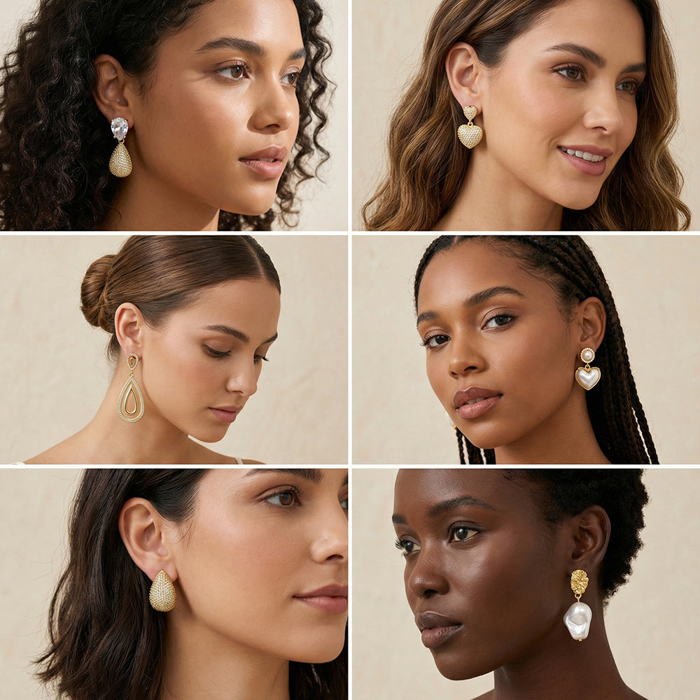 Water Droplets Stud Earrings For Valentine's Day, Casual Style Copper Earrings With 18K Gold Plating And Acrylic Pearl Inlay