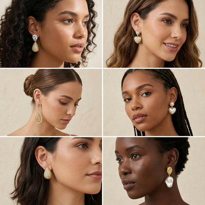 Water Droplets Stud Earrings For Valentine's Day, Casual Style Copper Earrings With 18K Gold Plating And Acrylic Pearl Inlay