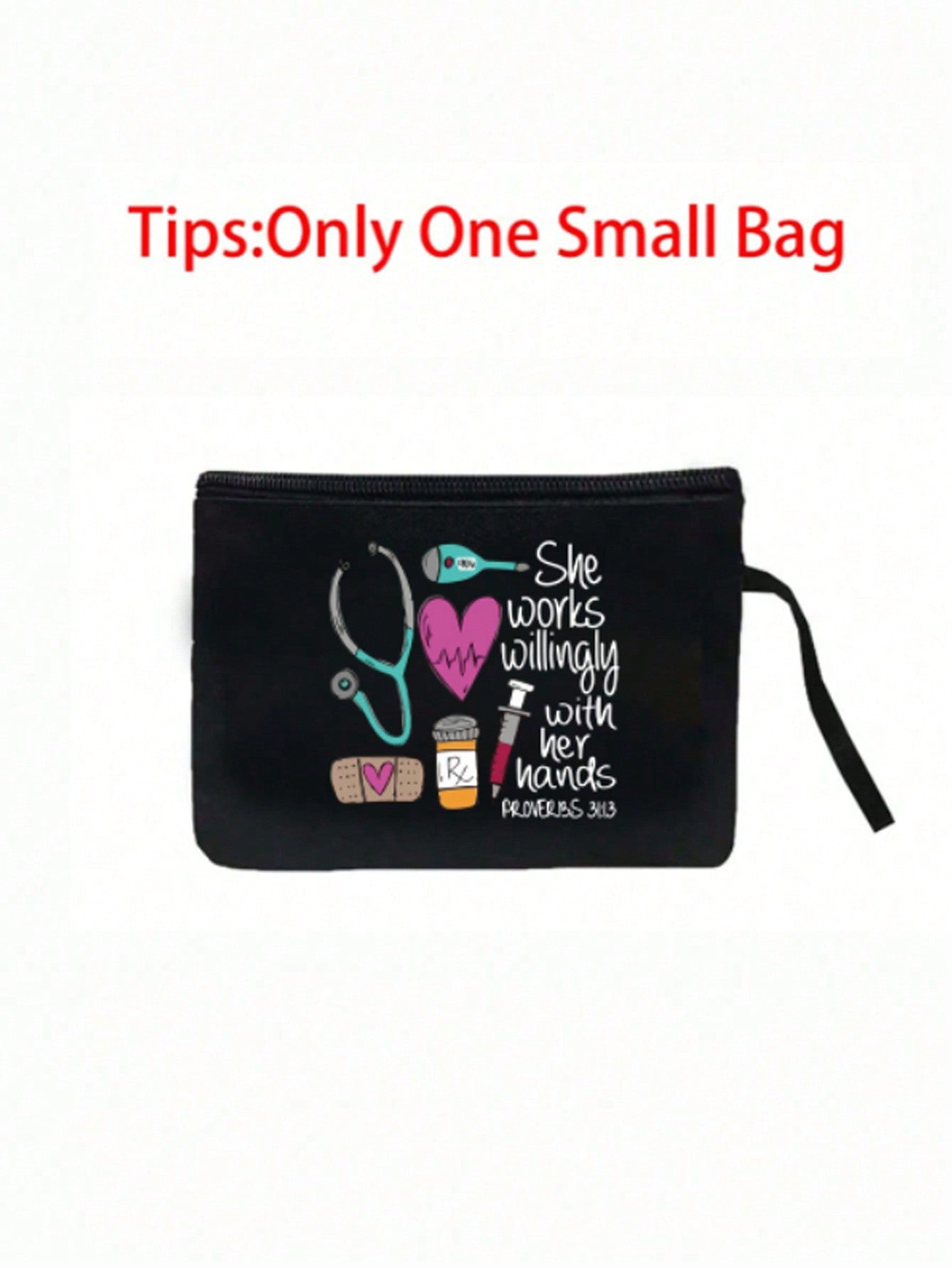 Women’s Square Polyester Cosmetic Bag With Top Handle, Featuring Printing Design, Perfect For Nurses Day