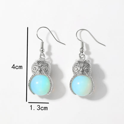 Handmade Owl Earrings For Women In 201 Stainless Steel With Plastic Inlay
