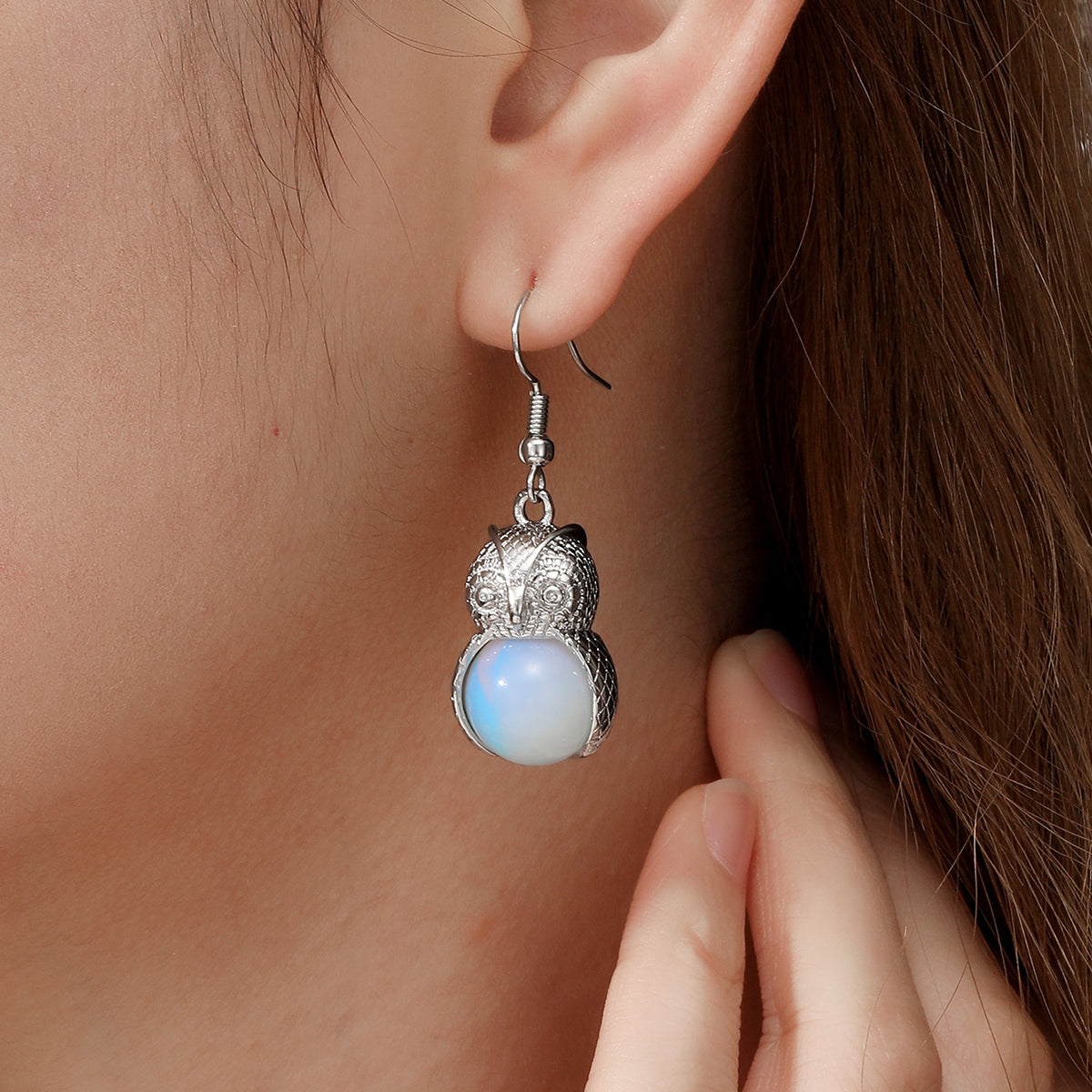 Handmade Owl Earrings For Women In 201 Stainless Steel With Plastic Inlay