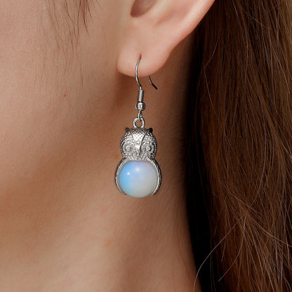 Handmade Owl Earrings For Women In 201 Stainless Steel With Plastic Inlay