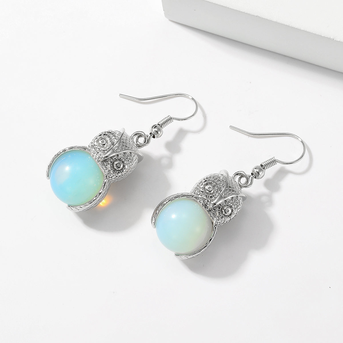 Handmade Owl Earrings For Women In 201 Stainless Steel With Plastic Inlay