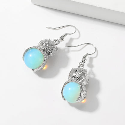 Handmade Owl Earrings For Women In 201 Stainless Steel With Plastic Inlay